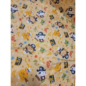Pirate Animals Nursery Cotton Fabric Monkeys Elephants Tigers 2 Yards New